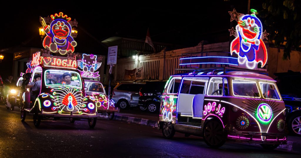 Awesome things to do in Yogyakarta - Skelter cars with sparkling lights at Alun Alun Selatan Kraton