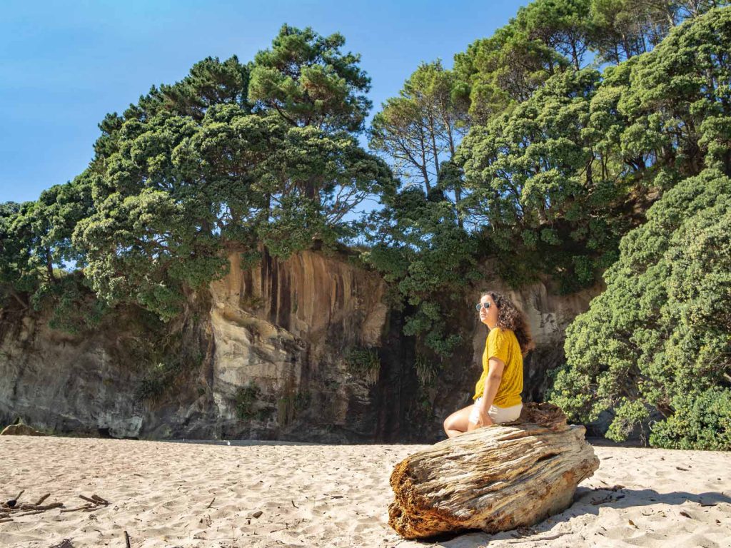 Enjoying the views at Cathedral Cove in New Zealand