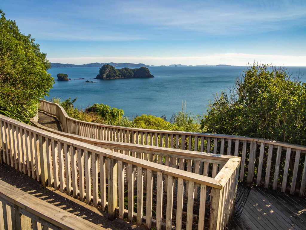 View at the start of the track to Cathedral Cove on the Coromandel Peninsula in New Zealand