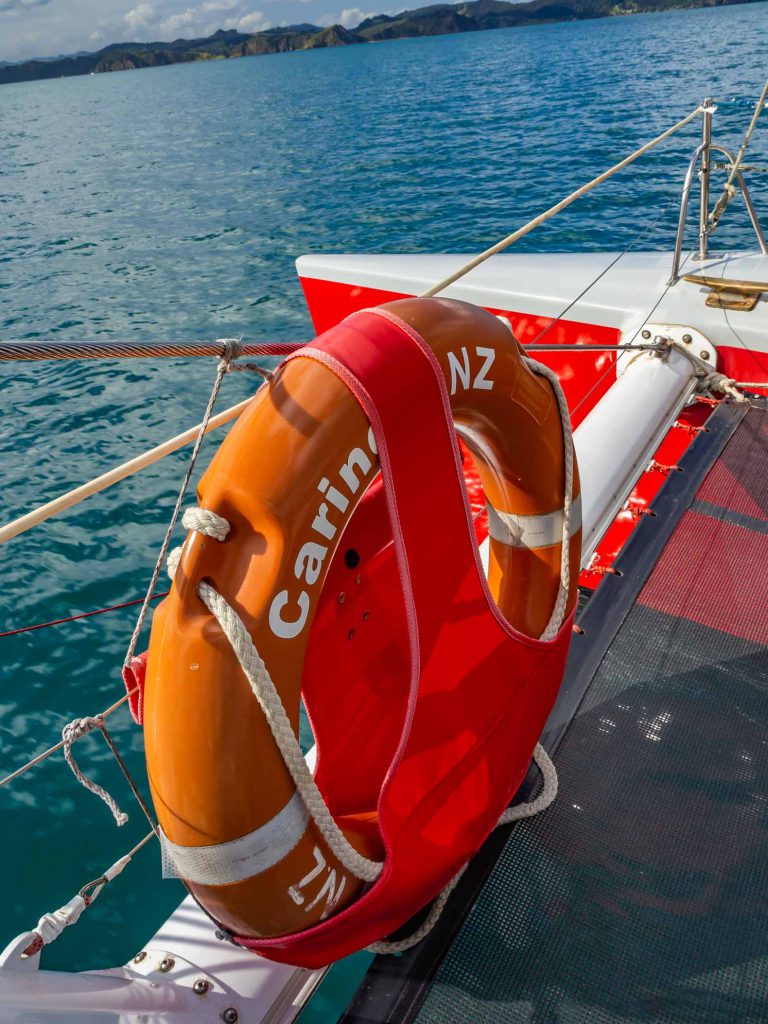 Lifebuoy at the catamaran of Carino Sailing & Dolphins