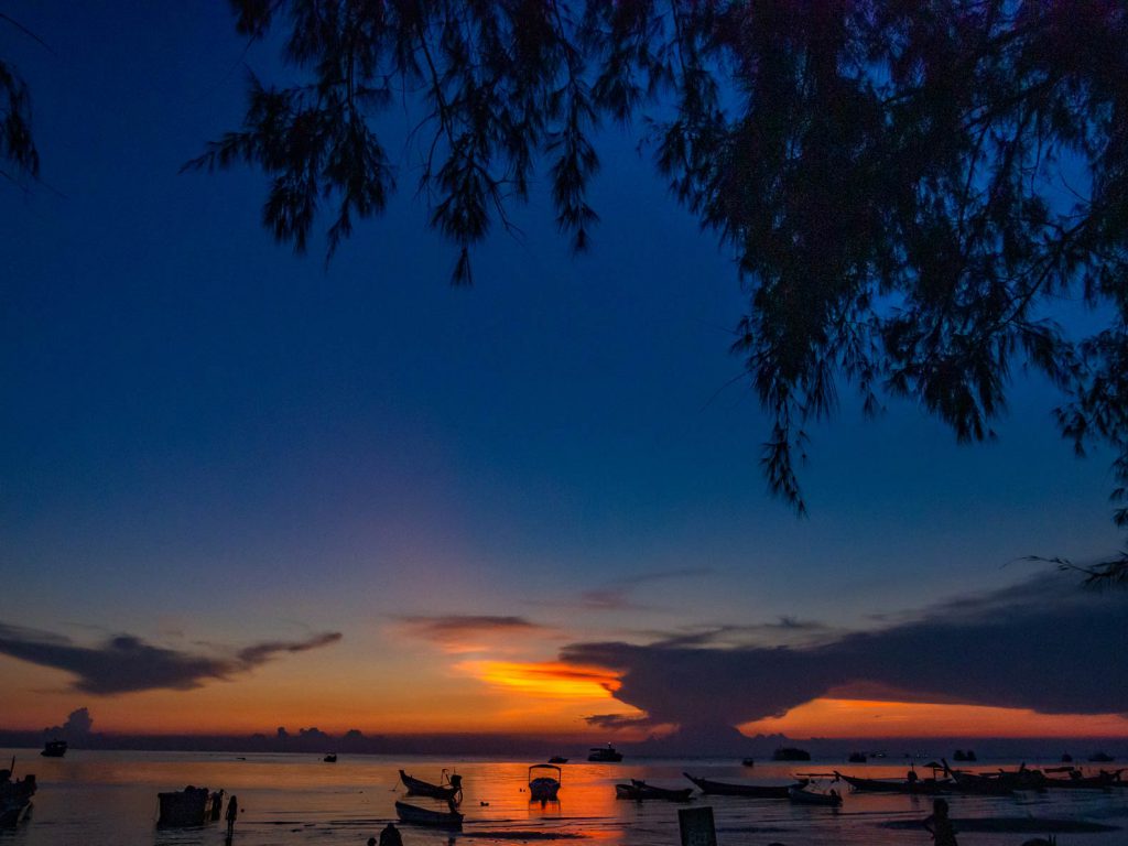 Sunset view from Sairee Beach, Koh Tao, Southern Thaialnd