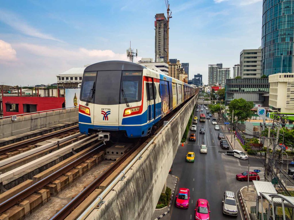 The BTS Skytrain is a great way to get around the newer parts of Bangkok