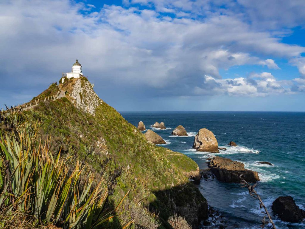 Nugget Point with lighthouse, New Zealand.