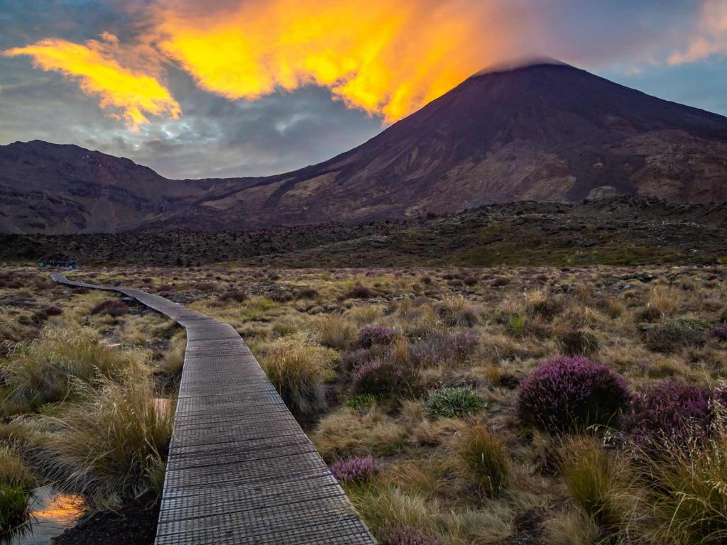 Sunrise at Tongariro Alpine Crossing, New Zealand.