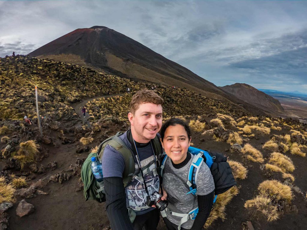 Climbing to the top of the Tongariro Alpine Crossing: New Zealand North Island Hike