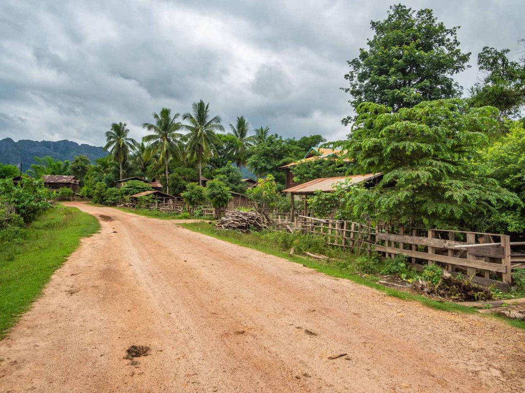 The village of Ban Natale on the other side of Kong Lor cave