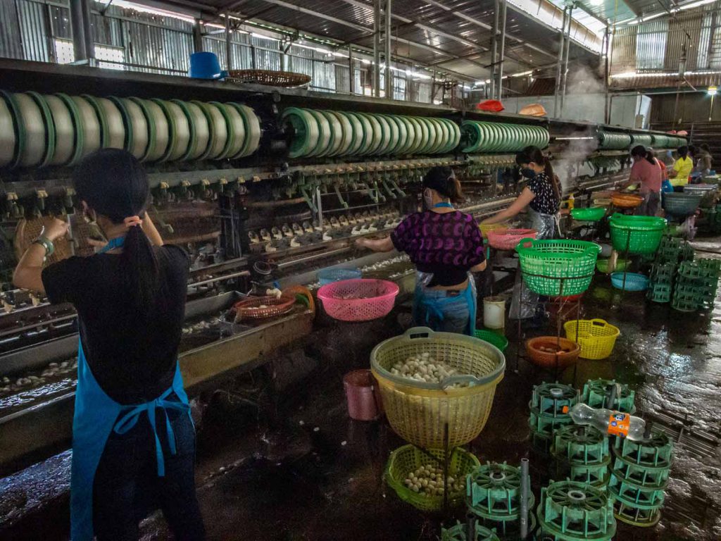 Workers in a silk factory near Dalat, Vietnam