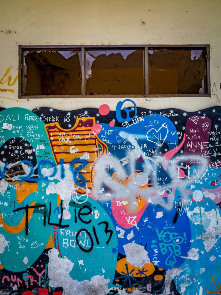 Graffiti at the abandoned waterpark of Hue