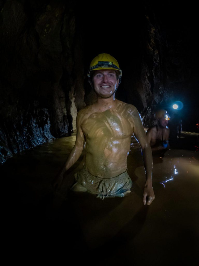 A visit to the Dark Cave comes with a mud bath!