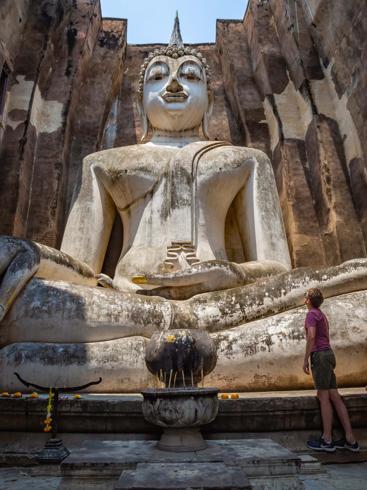 Giant seated Buddha at Wat Si Chum at Sukhothai historical park