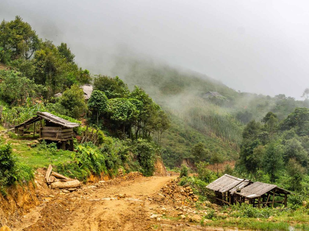 Leaving the village on day 1 of our trekking in Sapa