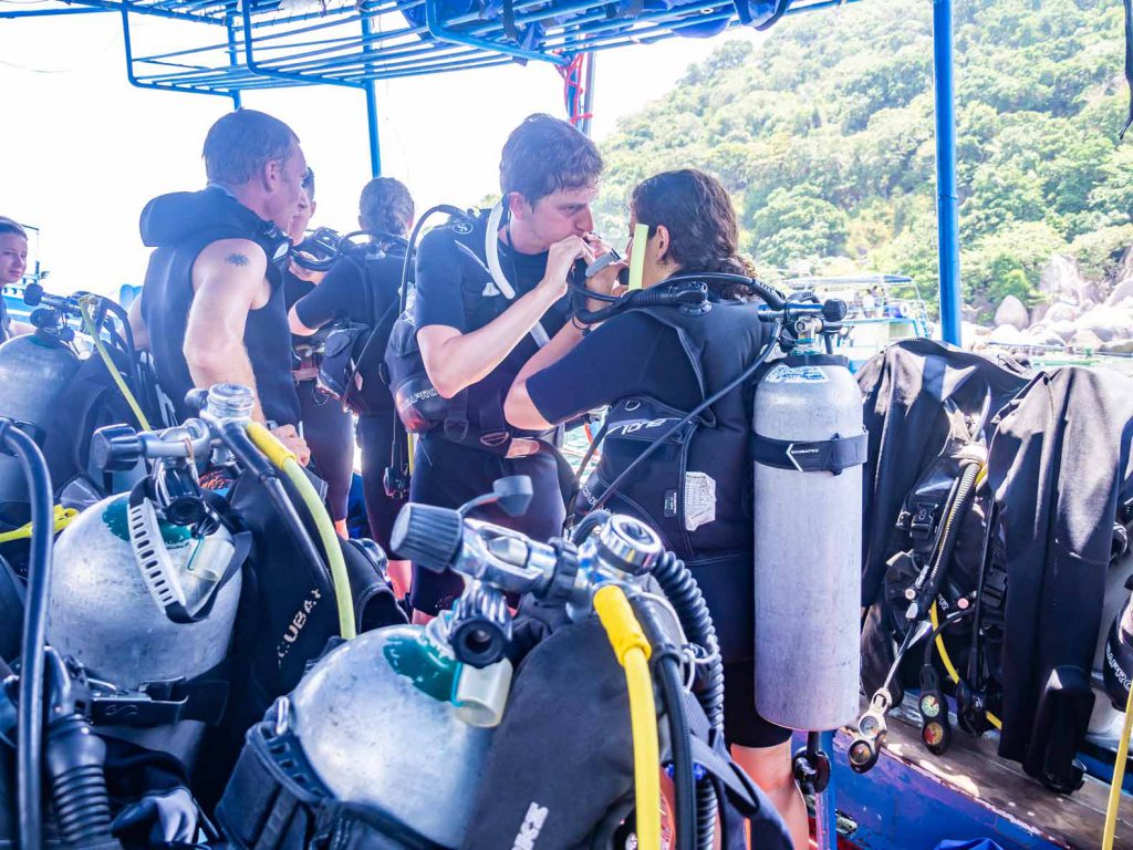 Testing our equipment before getting into the water