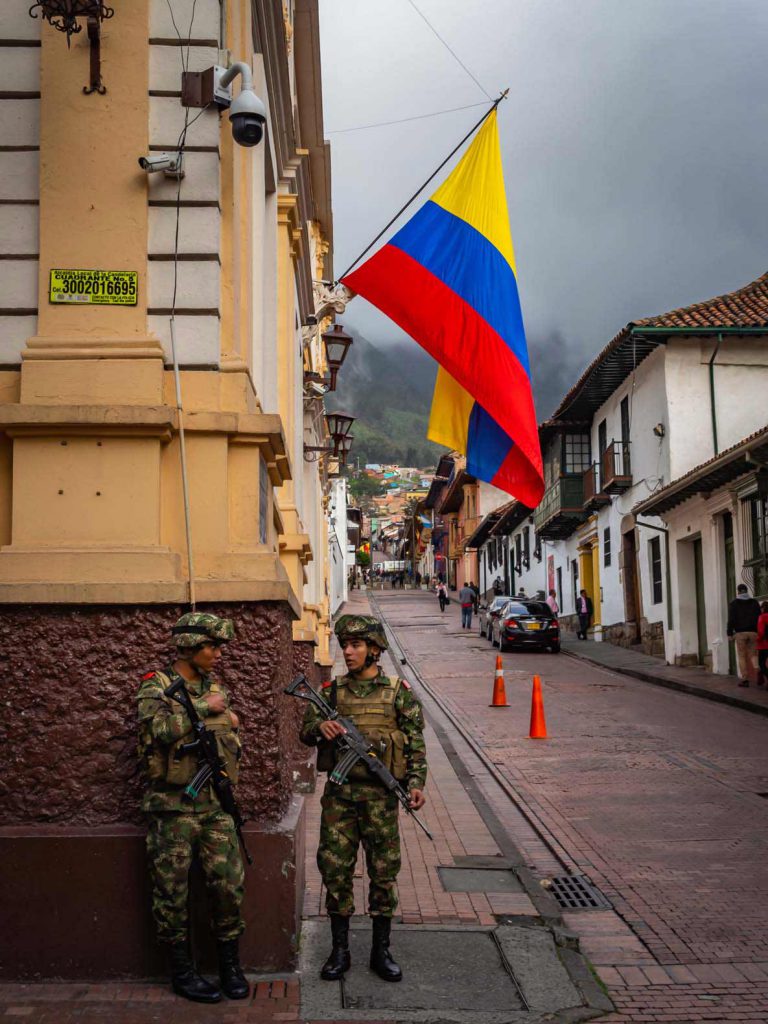 Armed Guards keeping Bogota safe to visit for tourists