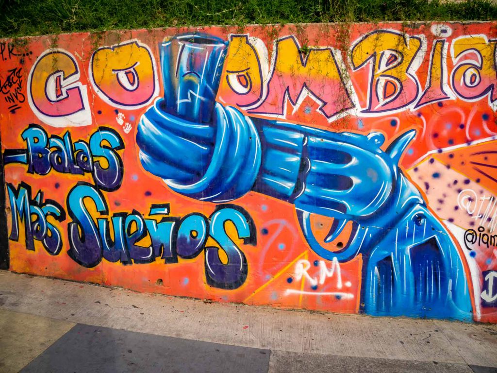Powerful street art in Comuna 13, Medellin. Colombia
